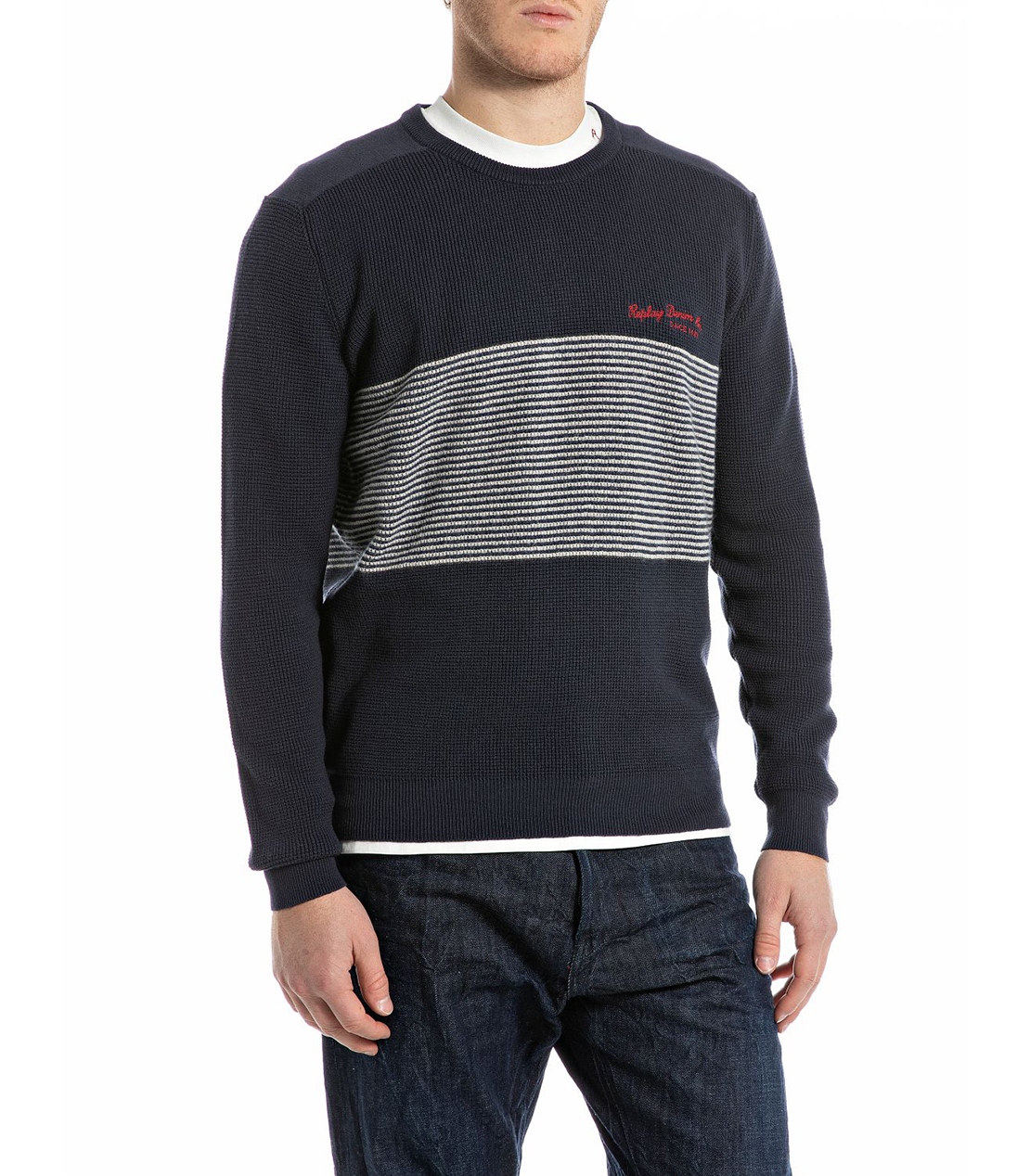 コットンウールバイカラー ワッフルニット